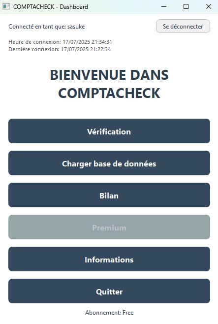 Aperçu de l'application ComptaCheck